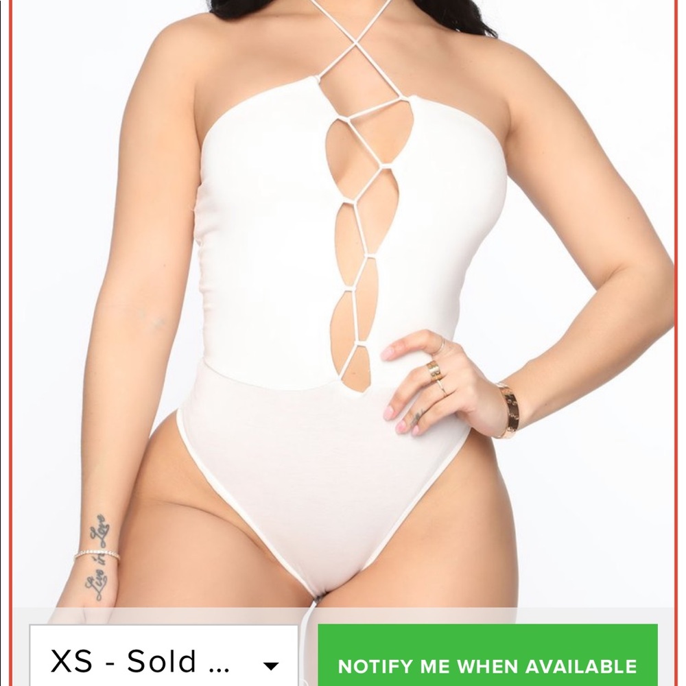 Fashion nova lace up bodysuit S white